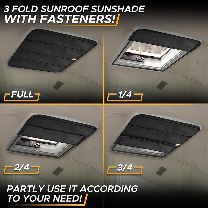 Econour RV Skylight Window Shade RV Sunroof Shade Cover for Camper Trailers | Foldable Magnetic Sunshade for Harmful UV Rays and Heat | 3-Layered Reflective and Waterproof Material (16.25"x16.25") - Image 6