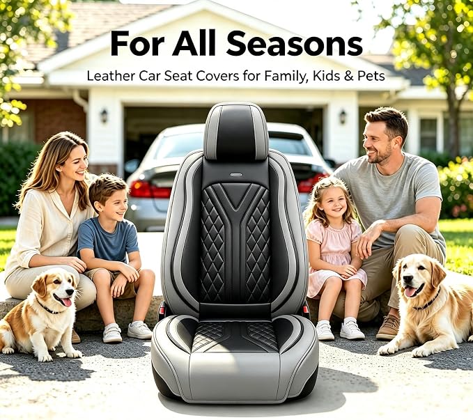for GMC Terrain 2010-2025 2026 Car Seat Covers, Full Set, Gray | Luxury Full Coverage Leather Seat Protectors, Waterproof Breathable, Non-Slip, Easy to Install, Airbag Compatible, All-Season - Image 9