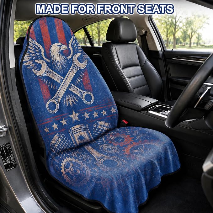 Car Seat Towel Cover for Front Seats, 1Pc Sweat Absorbent Car Seat Protector with Non-Slip Backing, Waterproof Towel Car Seat Covers for Runners, Gym, Swimming, Beach, Pets, Eagle Gear - Image 2