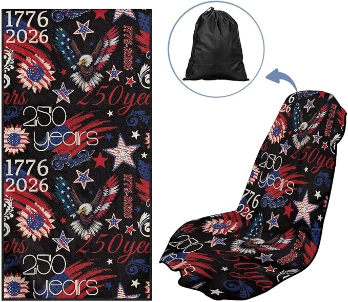 SEANATIVE Car Seat Covers Easy Install Car Seat Towel Covers Scratch-Resistant Seat Cushion Protectors for Dogs, Kids, Beach Absorbent Sports Towel, America 250 Years Eagle Print - Image 5