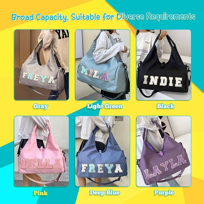 Personalized Name Dance Duffle Bags for Girls Dance Ballet Bag, Cute Travel Duffel Bag, Sport Duffle Gym Cheerleader Bag, Custom Chenille Letter Name Girls Boys Kids (Style 2) - Image 3