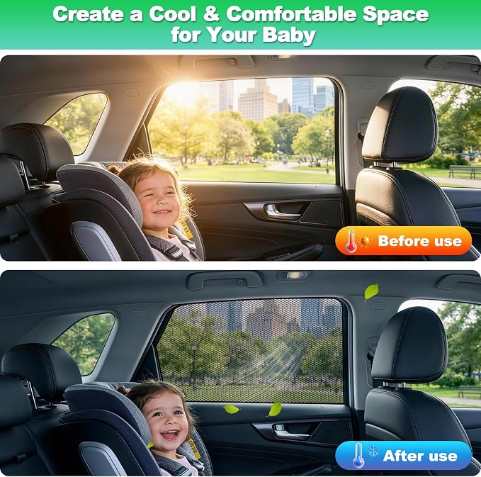 Tucson Window Shades 2015-2020, Rear Side Mesh, 2PCS | Custom Fit Window Shades, Breathable Mesh Blocks UV Rays, Reduces Heat & Glare, Creates Comfort for Babies & Rear Passengers - Image 5