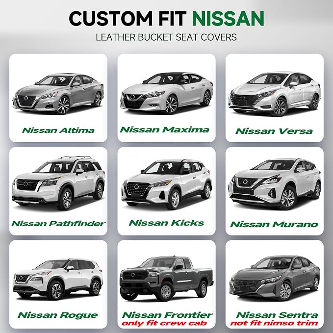 GIANT PANDA Front Seat Covers for Nissan Rogue Altima Sentra Versa Kicks Murano Pathfinder Maxima,Faux Leather Bucket Seat Cover Fit Nissan Seat Protectors (Beige Diamond) 2-Pack - Image 2