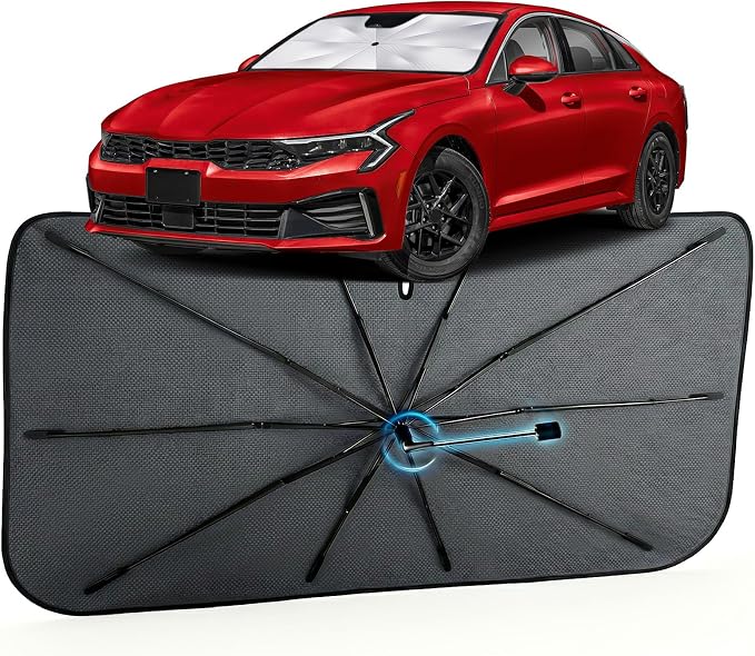 Car Windshield Sun Shade Umbrella for KIA K5 2021-2026, 1:1 Fit Sunshade | [Reflective Coated Fabric] Car Shades Sun Visor Keep Car Cool and Protects Interior, Sunshade Umbrella for Front Window by MakeLifeBetter