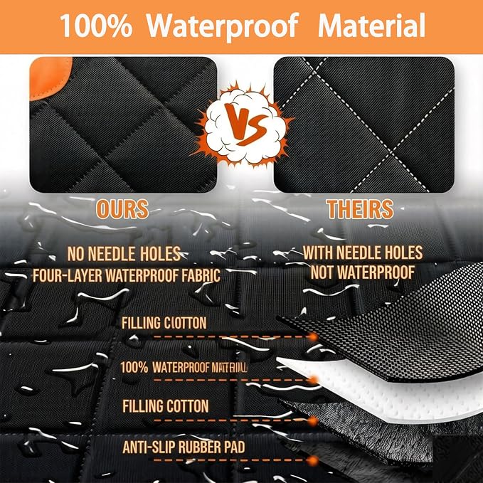 Dog Car Seat Cover,100% Waterproof Pet Backseat Cover,Car Seat Cover for Dogs,Duty Scratch Proof Nonslip Backseat Dog Cover for Car/SUV/Truck - Image 4
