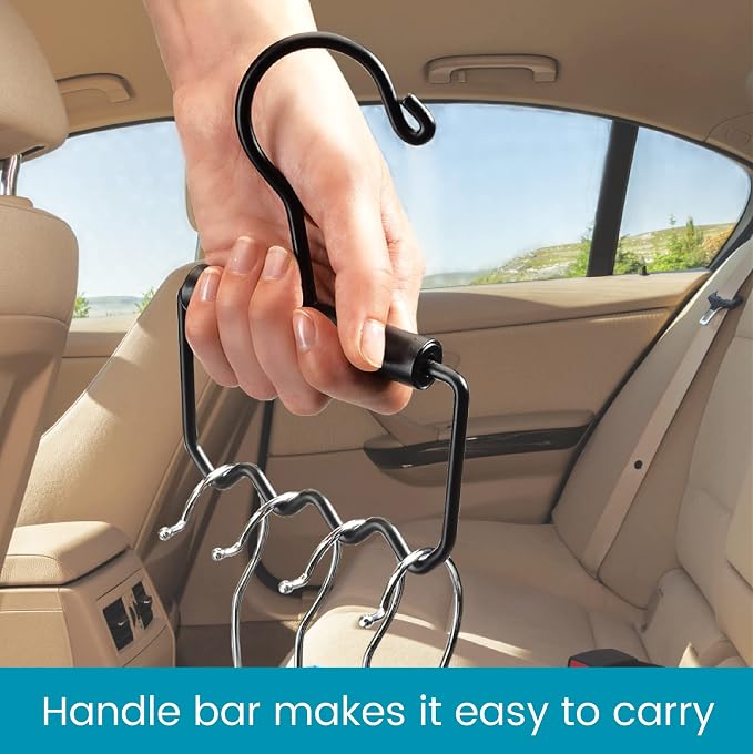 Heavy Duty Car Hanger for Clothes, Dry Cleaning and Garment Bags | High Road's Solid Steel Car Clothes Hanger Holds 12 Garments, Bottom Hooks Keep Hangers in Place, Easy Carry Handle - Image 4