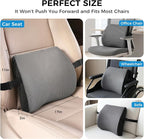 Lumbar Support Pillow for Car & Office Chair - High-Density Memory Foam Back Cushion for Sciatica & Lower Back Pain Relief - Non-Slip Support for Long Commutes & Desk Workers (Gray) - Image 3