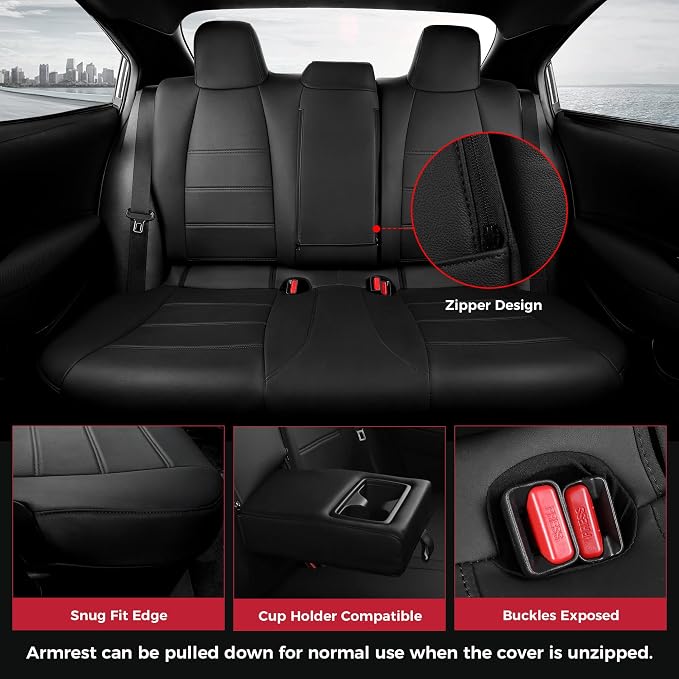 FREESOO Custom Leather Seat Covers for Toyota Corolla Hybrid LE 2023-2026 | Sedan, Full Set, Waterproof, Airbag Compatible, Scratch-resistant, Anti-slip, Protector Cushion, Durable Material, Easy-clean - Image 4