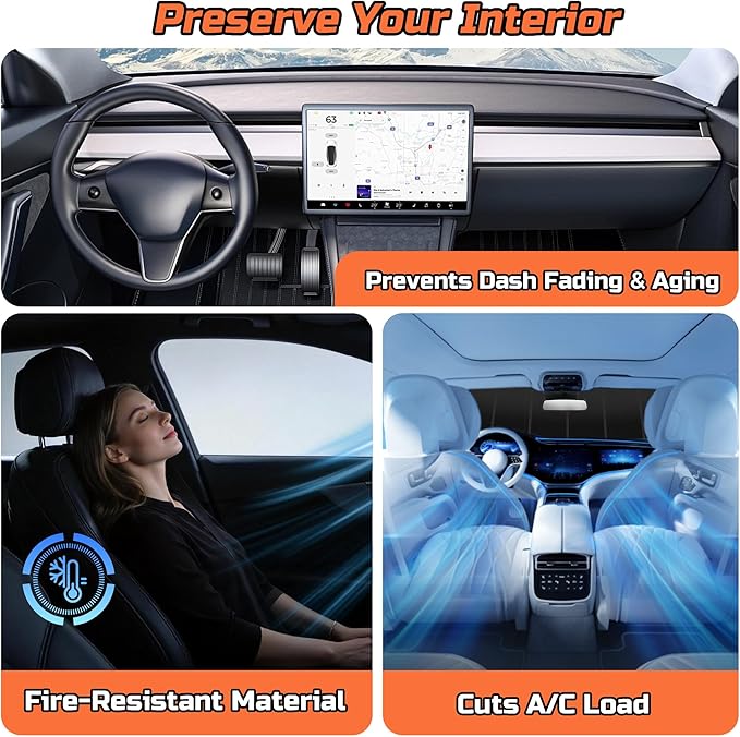 2023-2026 Accord Windshield Sun Shade Compatible for 2023-2026 Honda Accord Silver Reflective Foldable Front Sun Visor Sunshade Protector with Storage Bag Keep Interior Cool - Image 6