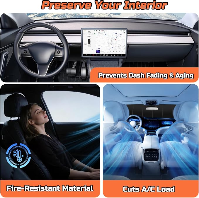 2023-2026 RX Windshield Sun Shade Compatible with 2023-2026 Lexus RX350 / RX350h / RX450h+ / RX500h Silver Reflective Foldable Front Sun Visor Sunshade Protector with Storage Bag Keep Interior Cool - Image 7