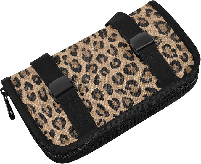 Car Tissue Holder Car Napkin Holder Box Dispenser Storage Case Sun Visor Mask Holder with Adjustable Straps Reusable Refillable Brown Leopard Print - Image 2