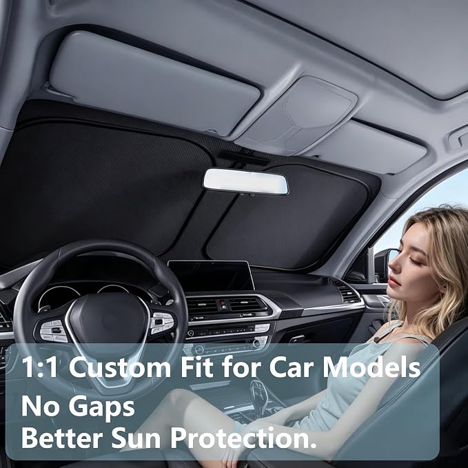 Gven Windshield Sun Shade for Chevrolet Silverado 1500 2019-2024 2025 2026 Car Accessories Sun Visor for Front Windshield & Window Sun Shade Cover, UV Heat Blocker & Protector (Silverado) - Image 2