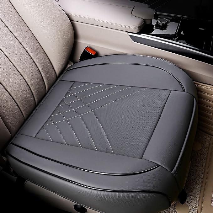 kingphenix Car Seat Cover, PU Leather Front Bottom Seat Protector | Front Bottom Seat Protector, Non-Slip Backing, Edge Coverage and Easy Installation for Sedans, SUVs, Trucks and Vans, Gray by kingphenix