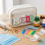 COSHAYSOO Clear MEDS Bag Travel Medicine Zipper Pouch Small Medication Drug Pills Storage Case, Preppy Cute Cruise Air Car Traveling Essentials Accessories Organizer Easter Gift for Women Teen Girls - Image 3