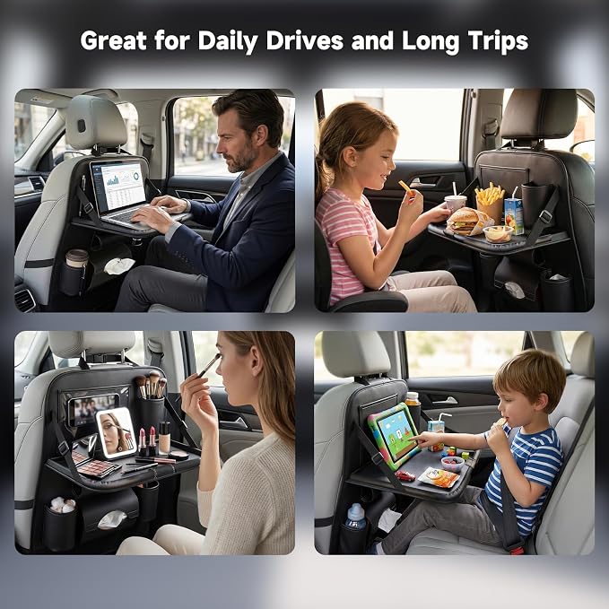 Car Seat Back Organizer with Foldable Table Tray Back of Seat Car Organizer with Touch Screen Phone Holder Premium Pu Leather Material for Kids, Pets & Travel Accessories(1 Pack) - Image 6