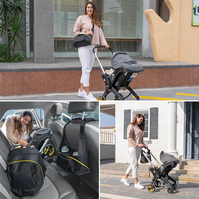 Minne Baby Travel Bag for Doona Infant Car Seat Stroller | Organizer Bag with Cup Holder, Phone & Wipes Pockets, Large Capacity, Water-Repellent & Lightweight, Baby Essentials Storage - Image 7
