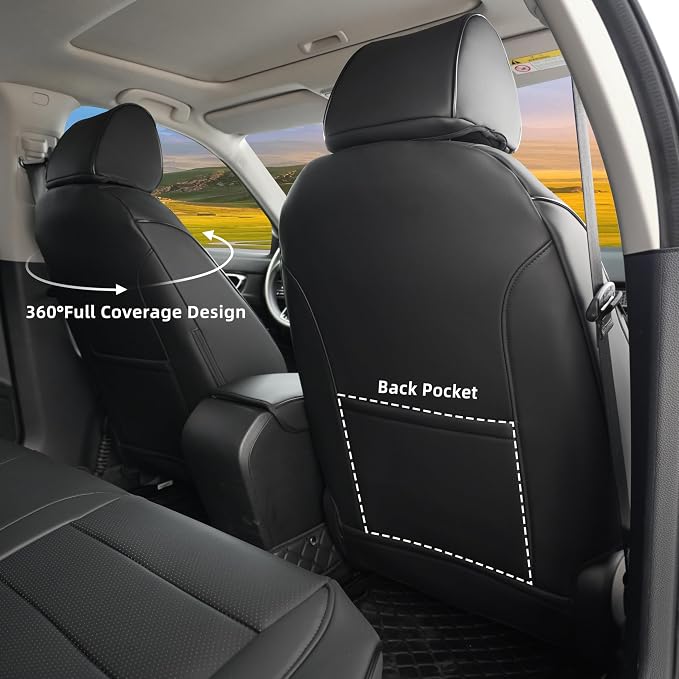 Lolcar Custom Fit Civic Seat Cover Full Set for Honda Civic 4 Door Sedan-Only (Sport 2022 2023 2024) & (LX 2022-2026),5-Seats Full Set,Leather Seat Protector(Black) - Image 4