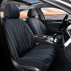 FLORICH Leather Seat Covers for Cars, Car Seat Cover Full Set Luxury Faux Leather Waterproof Seat Cover Full Coverage Seat Protector Universal Fit for Most Cars SUV Trucks, Black&Blue Line - Image 2