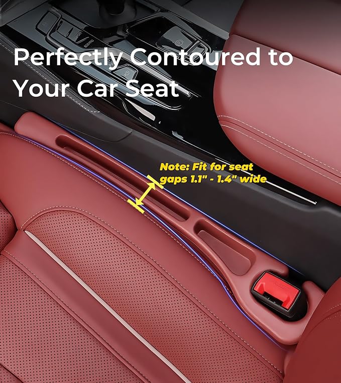 BESTKEE Car Seat Gap Filler 2 Pack, No Drop Seat Gap Plug with Dual Storage Slots, Blocks Phones Keys Coins, Flexible EVA Console Gap Filler Auto Accessories for Cars SUVs Trucks - Image 2