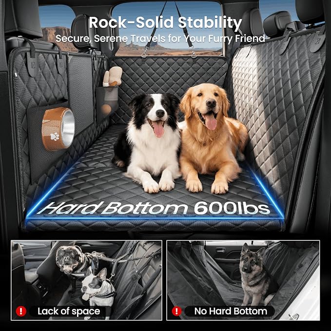 REEVAA 2.0 Truck Hard Bottom Back Seat Cover for Large Dogs, XL, Black | Foam Padding, 600 lbs Extender, 45% More Space for Large Dogs, Waterproof, Zippered Mesh Window, Fits Crew Cab Trucks & SUVs - Image 2
