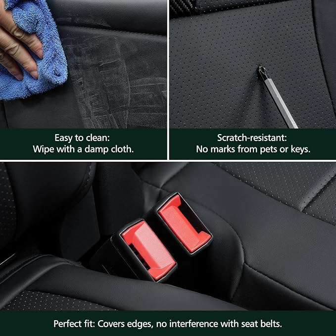 for Ford F150 Seat Covers 2015-2023 2024 2025 2026 (Only Rear Seat Covers), Leather Truck Seat Covers Custom Fit for F-150 XL XLT (Only SuperCrew/Crew Cab), Waterproof Car Accessories, Black - Image 6