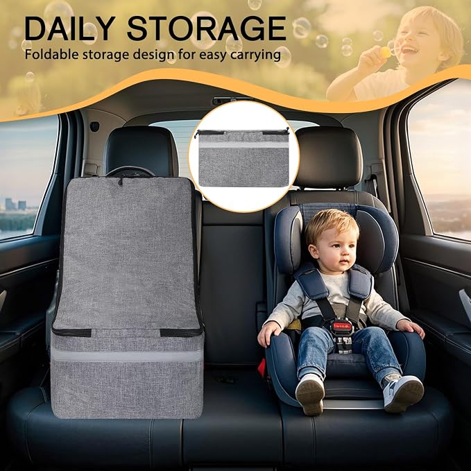 LARIPOP Car Seat Travel Bag for Airplane, Universal Gate Check Car Seat Bag, Padded Backpack with Waist Belt, Reflective Strips & Protective Feet, Fits Infant Convertible Booster Seats, Grey - Image 7