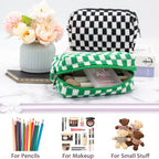 Checkered Makeup Bag for Purse, Small Travel Cosmetic Pouch,Green,2 Pack | Cute Zipper Makeup Organizer for Women, Travel Essentials, Toiletries, Makeup Brushes, Beauty Accessories&Bridesmaid Gifts - Image 3