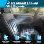 2026 Upgraded Cooling Car Seat Cover Front Seat, 12V-24V Ventilated Cooling Car Seat Cushion, Cooled Seat Cover for Car SUV Truck Universal Fit, Classic Black - Image 2