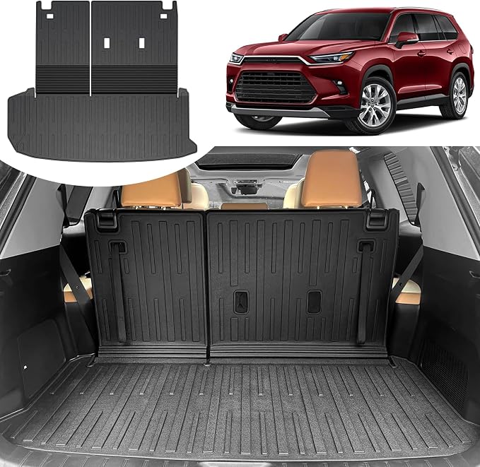 Cargo Liner & Brackrest Mat 2 in 1 for 2024-2026 Grand Highlander | Custom Fit, All Weather TPE Trunk Mat Rear Cargo Mat Back Seat Cover Protector for Grand Highlander Accessories by Houclemic