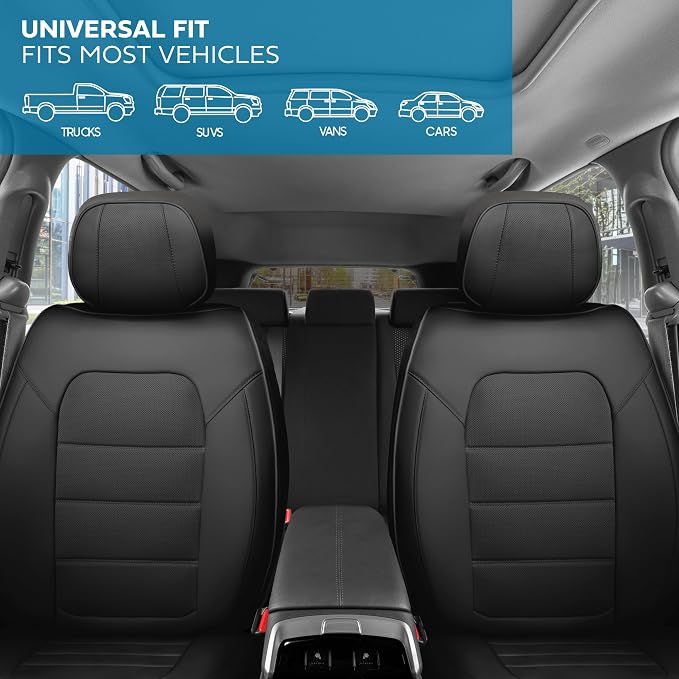 MotorBox Cabin King Black Label Leather Seat Covers for Trucks & Cars | Black Car Seat Covers, Waterproof Leather Seat Covers, Car Accessories, Seat Protector, Universal Fit - Image 3