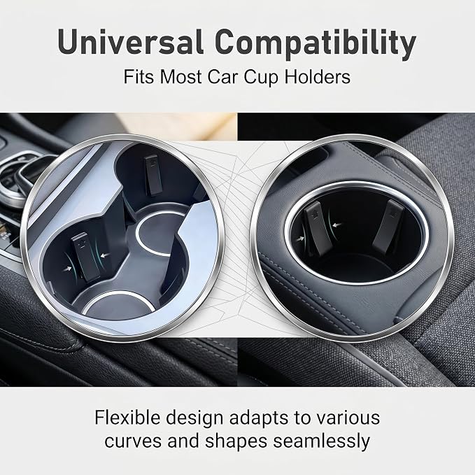 6 PCS Car Cup Holder Insert, Silicone Anti-shake Curve Bottle Stabilizer, Noise Reduction Cupholder Gap Filler Cushion, Self-adhesive Limiter Accessory for Cars SUVs Trucks (Black) - Image 7