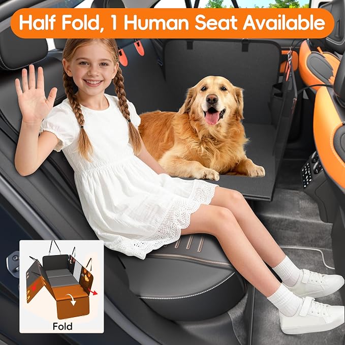 IceFun Hard Bottom Dog Car Hammock, Waterproof PU Leather Seat Cover | Supports up to 500 lbs, converts from hammock to cargo liner, waterproof PU leather with zipper side flaps - Image 3