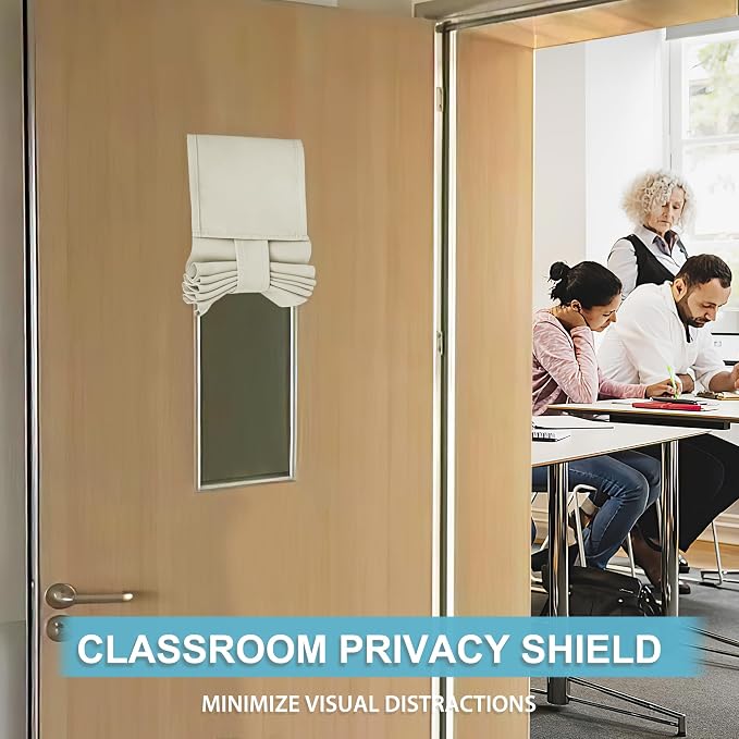 RYB HOME Classroom Door Window Cover, Blackout Door Curtain No Drill | Emergency Lockdown Shade for School Door Window, Room Darkening Block Views, Office Door Curtain, W8 x L36, 1 Panel - Image 3
