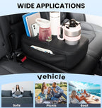 Back Seat Cup Holder for Car, PU Leather Couch Sofa Bed Boat Cup Holder | Console Cup Holder Tray Organizer for Trucks, Minivans, SUVs, RVs, Vehicles, Holds Drinks, Remote, Snacks, with Side Pockets - Image 8