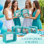 Hsei 6 Pcs Clear Makeup Bags Diaper Bag Organizer Travel Toiletry Bags with Zipper Clear Cosmetic Organizer Car Storage Pouch Bridesmaid Gift for Women Beach Vacation (Turquoise Green) - Image 7