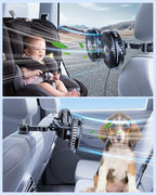 ELOHEI 12V Quiet 3 Speed 360° Rotate Dual Head Backseat Car Fan | Usb Car Fans Strong Wind Power for Universal Cars SUV Sedan Trucks(Black) - Image 2