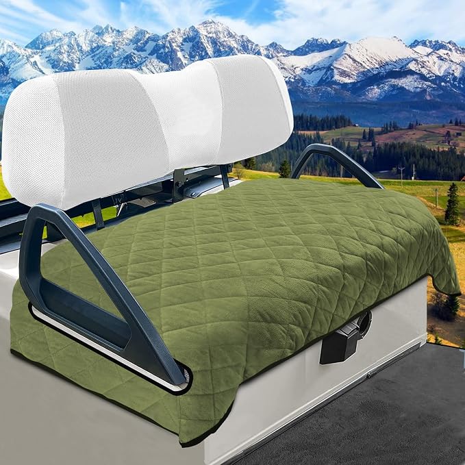 YOKYHOM Golf Cart Seat Covers, Thickened Short Plush Seat Towel Blanket with Non-Slip Backing, Soft & Heavy Duty, Fits Most 2 & 4 Passenger EZGO Yamaha Club Car, 51"x30.5", Grass Green by GolfCartLifestyleEssentials