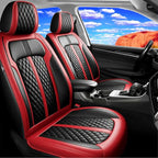 Fit CX-9 Seat Covers Custom Fit for Mazda CX-9 2007-2024, Front Pair | Premium Leather Full Coverage Protectors, Waterproof, Breathable, Scratch Resistant, Easy Wipe, Airbag Compatible, Black+Red by FiveFox