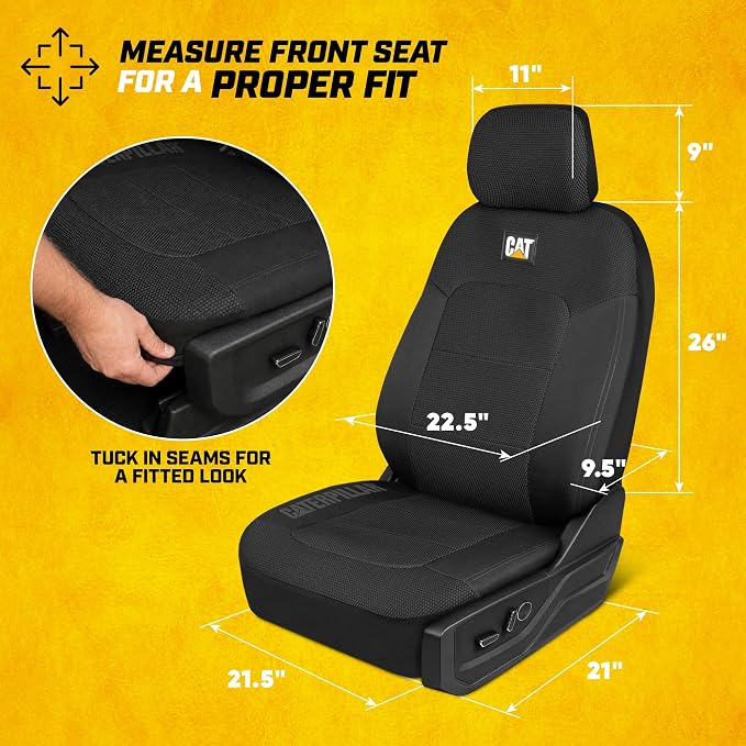CAT MeshFlex Seat Covers Full Set for Full-Size Pickup Trucks Only - Black | Front Bucket Seat Covers & 60/40 Split Rear Bench Protector – Interior Accessories For F-150, Silverado, Ram, Sierra & Tundra - Image 5