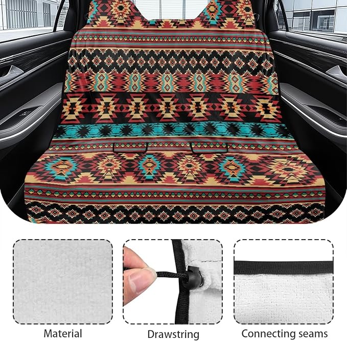 Aztec American Tribal Geometry Pattern Car Seat Covers for Back Seat Cover, Waterproof Rear Bench Towel Seat Covers Heavy Duty Non Slip Back Seat Cover for Dogs - Image 6