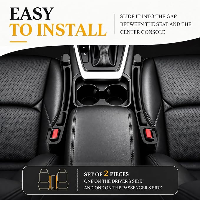 2 Pack Car Seat Gap Filler Compatible with Subaru Outback 2017-2025, Forester, Crosstrek Accessories, Seat Gap Organizer with Emergency Window Breaker & Sunglasses Holder - Image 8