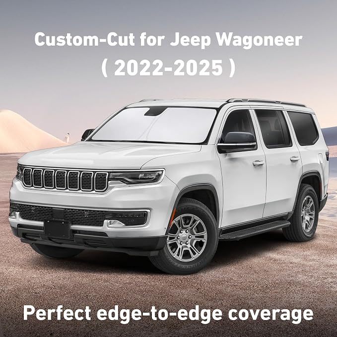 EcoNour Windshield Sunshade Compatible for Jeep Wagoneer 2022-2024 2025 | Sun Visor for Front Windshield & Window Sun Shade Cover, UV Heat Blocker & Protector, Car Accessories - Image 2
