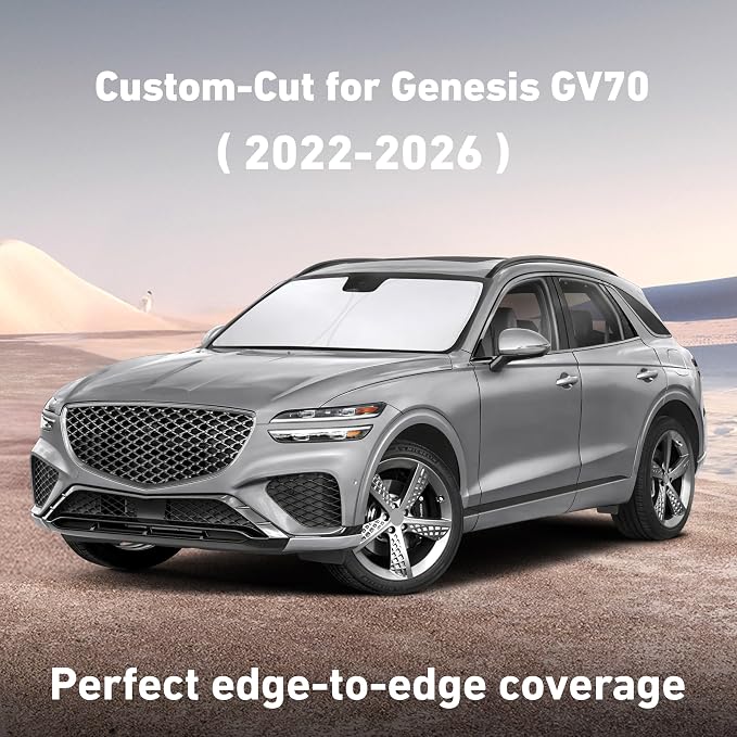 EcoNour Windshield Sunshade Compatible for Genesis GV70 2022-2024 2025 2026 | Sun Visor for Front Windshield & Window Sun Shade Cover, UV Heat Blocker & Protector, Car Accessories - Image 2