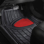 FH Group Premium Liners Tall Channel Trimmable All Weather Rubber Full Set Car Floor Mats (Red) w. Trimmable All-Season Cargo Liner (Black) - Universal Fit for Cars Trucks and SUVs - Image 3