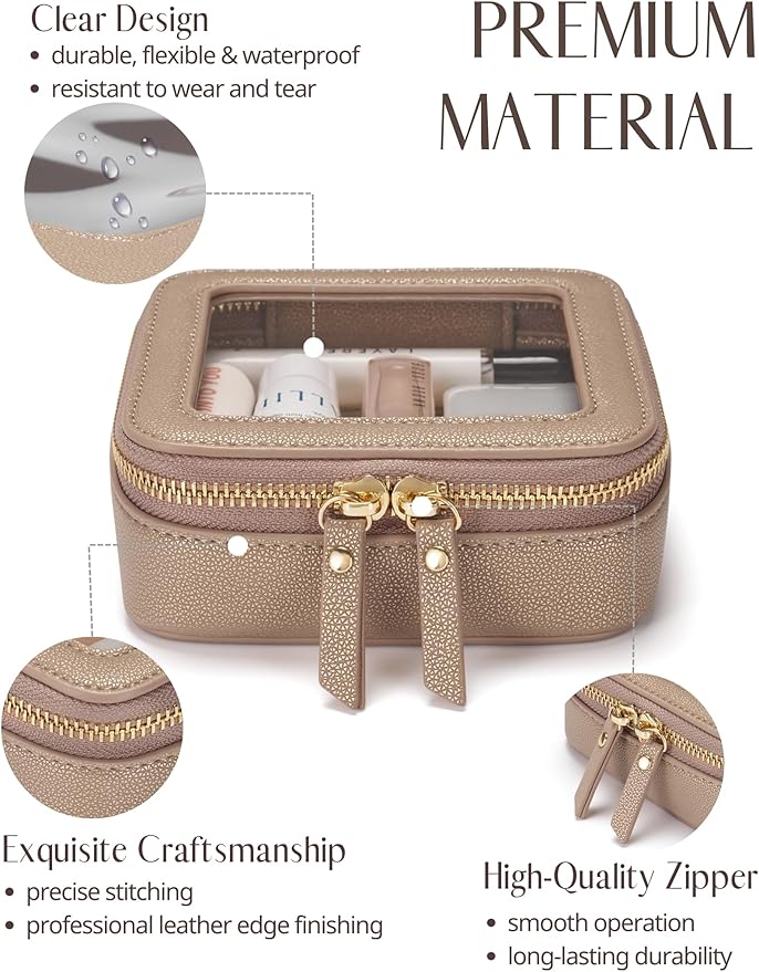 Small Makeup Pouch Clear Makeup Bag for Purse Travel Mini Bag for Women for Essentials Cute Cosmetic Case Traveling Small Toiletry Bag Portable Mini Pouch for Car Organizer Bag Gold - Image 2