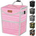 Pritent Car Trash Can with Lid Leakproof Car Garbage Bag Vehicle Trash Bin | Hanging Automotive Garbage Can,Multipurpose Car Accessories for Women Men Interior Car Storage Organizer(2.8 Gal,Pink Print) by Pritent