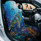 Sea Turtle Print Car Seat Towels for Front Seats Coral Print Towel Bucket Seat Covers with Storage Bag 60 x 33 Inch Absorbent Athletic Towels for Car Seats, Blue - Image 2