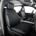 EKR Ram 1500 Seat Covers Custom Fit for (Crew Cab) RAM 1500 Tradesman 2019-2025 & Express 2026,Waterproof Leather Black Car Seat Cover for Trucks Full Set-Faux Leather (Black with Blue Piping) by EKR