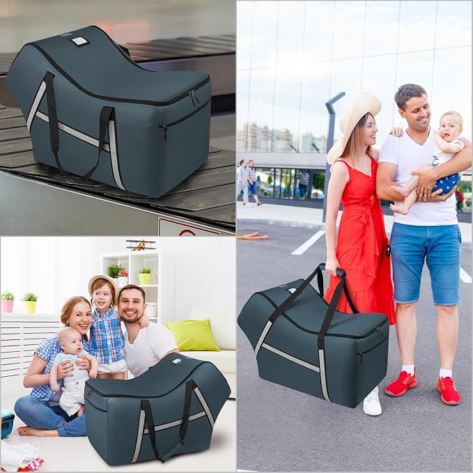 Infant Car Seat Travel Bag for Airplane Compatible with All Nuna Pipa Car Seat and Base,Chicco KeyFit 30 and Base, Padded Car Seat Bags for Air Travel,Car Seat Gate Check Bag with Side Pocket, Blue - Image 6