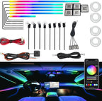 Dreamcolor Acrylic Interior Car LED Strip Light, RGB 22 in 1 Fiber Optic Ambient Lighting Kits, 16 Million Colors Sound Active Function Car Neon Lights with Wireless APP by UWDESY